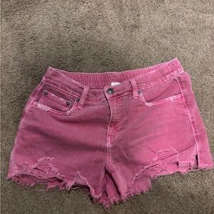 Aerie Pink Distressed Jean Shorts